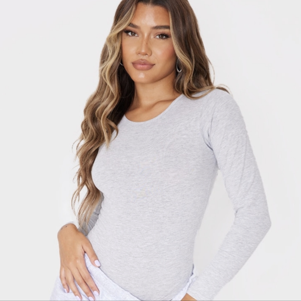Basic Grey Crew Neck Bodysuit